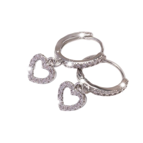 LINXIQIN Womens 14K White Gold Plated Earrings with Cubic Zirconia 2 Piece Set