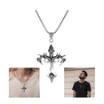 thumbnail image 2 of Collar Hombre De Cruz Llama Cadena Acero Inoxidable Gótica Malubero, Plata, 2 of 5