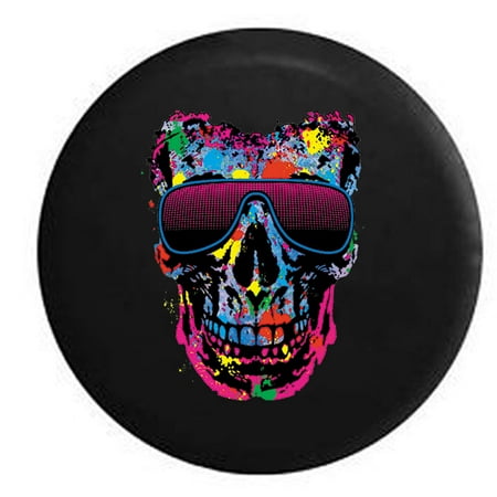 Neon Painted Splatter Skull Stunna Shades Sunglasses  Black 27.5 in
