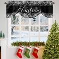 thumbnail image 3 of Merry Christmas Tie Up Valances Curtain, Winter Snowflakes Retro White Black Adjustable Rod Pocket Short Window Treatment Tie Up Curtains Valances for Kitchen Living Room Bathroom 42x18 Inches, 3 of 9