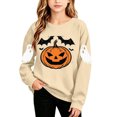thumbnail image 2 of Qzwdhjm Girls Halloween Sweatshirt Cute Ghost Printed Crewneck Sweatshirts Long Sleeve Fleece Lined Pullover Tops for Halloween Party 2-15Y, 2 of 9