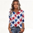 thumbnail image 4 of 250th Anniversary USA Shirts Women 3/4 Sleeve T-Shirts Casual Red White and Blue Print Tops 4th of July Celebration Party Pullover Independence Day Patriotic V Neck Blouses Watermelon Red XL, 4 of 5