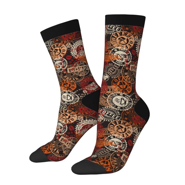 Balery Coffee Stamp Calcetas Largas con Estampado para Hombre y Mujer – Suaves y Transpirables, Talla Única (US 5-11)