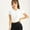 White, variant on ‌Women Workout Short Sleeve Zip Tight Crop Top Sumemr Running Yoga T-Shirt Athletic Apparel‌