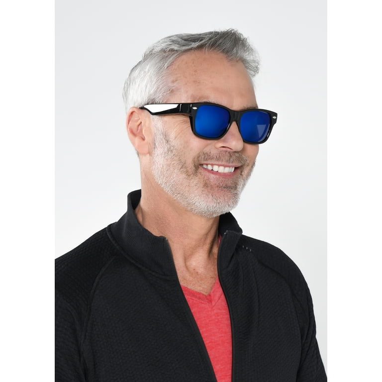 Solar Shield Polarized Fits Over Sunglasses, Black with Blue Mirror photo 5