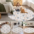 thumbnail image 5 of Round Rugs 7Ft, Coastal Christmas Round Area Rug Washable Indoor Throw Carpet, Xmas Snowman Shell Starfish Large Non Slip Circle Rug for Dining Room Playroom Home Decor Aesthetic, 5 of 8