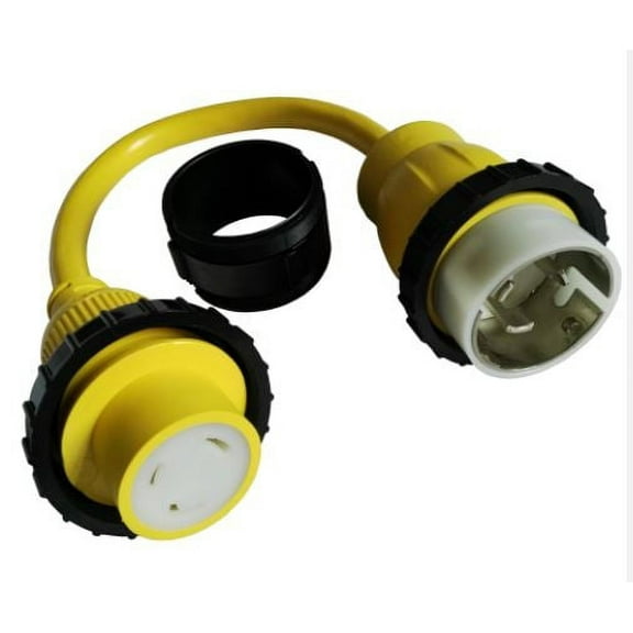 Marine 125v 30 Amp Female to 125/250v 50 Amp Male shore power pigtail adapter