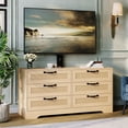 thumbnail image 1 of Meuble Télé Moderne de 47,2 Pouces avec Support et Rangement en Rotin à 6 Tiroirs, Centre de Divertissement pour Téléviseurs de 32 à 85 Pouces, Table Console Multimédia pour Salon, 1 of 9