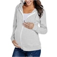 thumbnail image 2 of Yteetum Women's Maternity Zip Up Hoodies Plus Size Breast Feeding Pregnant Nursing Hooded Sweatshirt Womens Casual Solid Oversized Drawstring Loose Fits Soft Hood Sweatshirt Top Fall Spring Clothes, 2 of 9