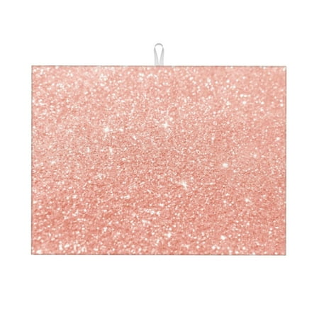 

Dish Drying Mat Rose Gold Glitter Highly Absorbent Microfiber Drying Mat Kitchen Counter or Sink Drawer Liner 16x18 Kitchen Drying Mat Coffee Mat Kitchen Essentials