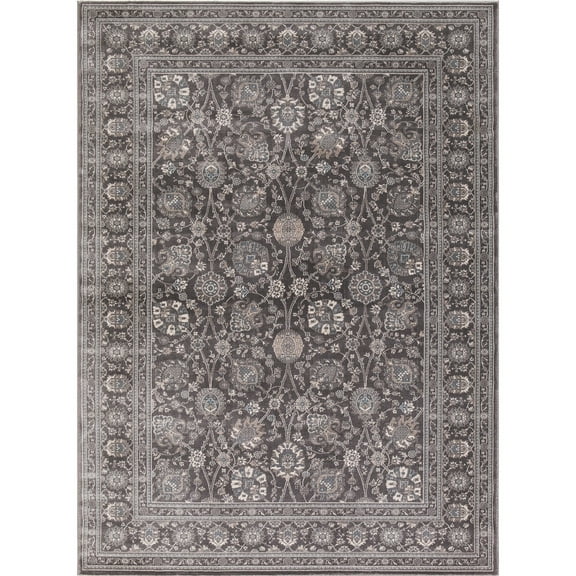 Concord Global Trading Concord Global Kashan Tabriz Area Rug Ivory/Grey 7'10" x 9'10" 8' x 10'