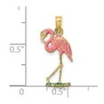 thumbnail image 3 of FB Jewels 14K Yellow Gold 3D Pink Flamingo with Head Up Pendant, 3 of 4
