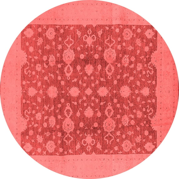 Ahgly Company Indoor Round Oriental Red Traditional Area Rugs, 6' Round