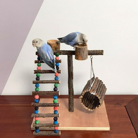 EXHUMKY Parrot Perch Toy Wood 1 Set 11.8x7.9x11.8in