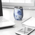 thumbnail image 3 of 12oz Stemless Wine Tumblers Pioneer Flower Floral Print Pattern Vacuum Insulated Stainless Steel Travel Tumbler Cups Mug with Lid and Straw for Champaign,Cocktail,Beer with Cleaning Brush, 3 of 5