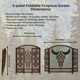 thumbnail image 3 of Three-Panel Foldable Fireplace Screen with Southwest Tribal Bull Skull Design, 3 of 6