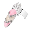 thumbnail image 4 of Corona Bowknot Crystal Finger Nail Art Anillos Armadura Dorada Anillo Cola Conjunta Joyería para Fiesta 5#, 4 of 8