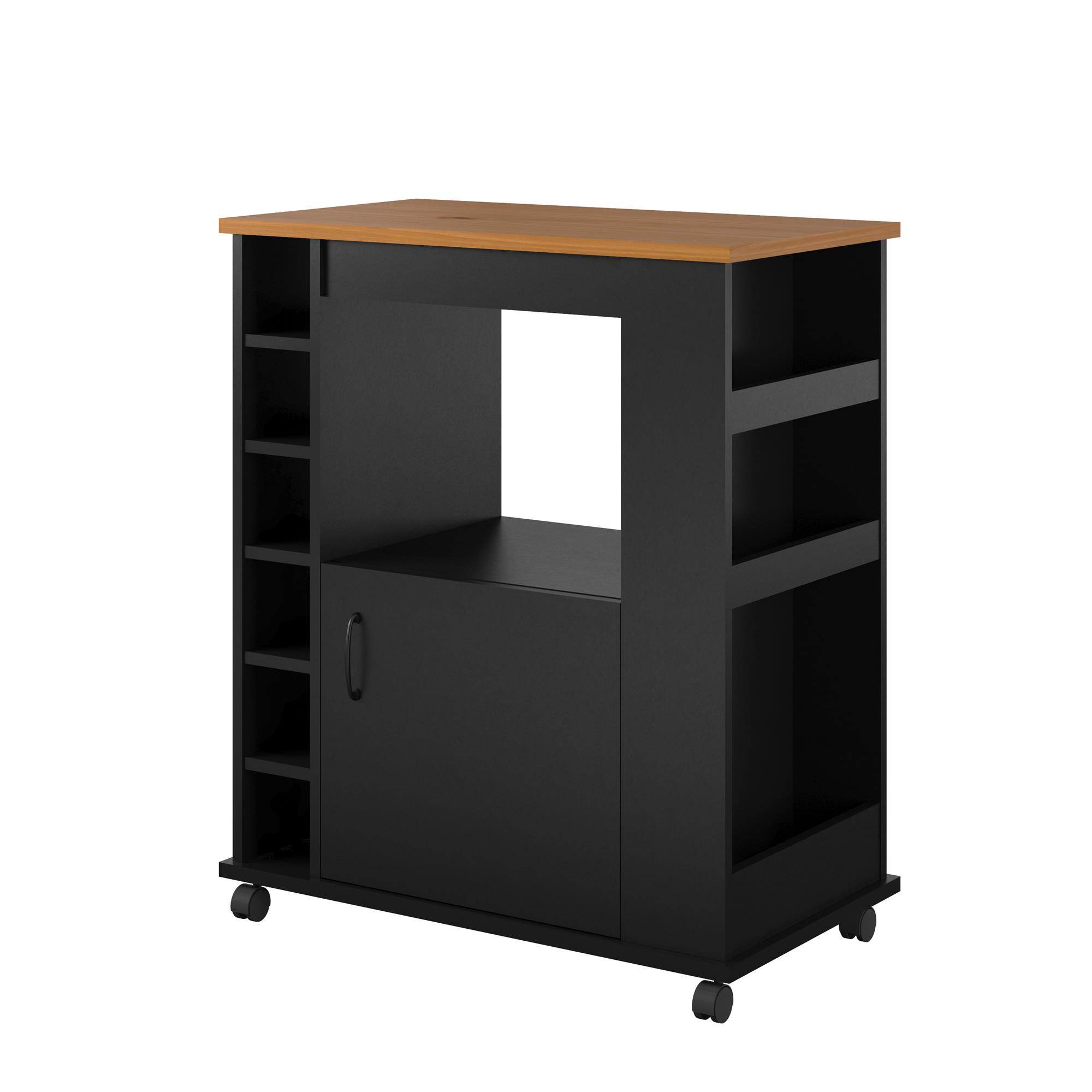 Ameriwood Home Williams Kitchen Island Microwave Cart with Rolling Casters, Black - image 5 of 12