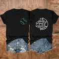 thumbnail image 2 of Camisetas de Manga Corta para las Mujeres Carta Impresa Doble Cara Suelta Tee, Casual Vintage Verano Top Mujeres, 2 of 3