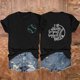thumbnail image 2 of Camisetas de Manga Corta para las Mujeres Carta Impresa Doble Cara Suelta Tee, Casual Vintage Verano Top Mujeres, 2 of 3