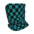 thumbnail image 2 of KLL Black And Teal Checkerboard Pirnt Wicking Running Beanie Head Wrap Cycling Bandana for Men Women, 2 of 8