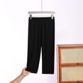 thumbnail image 2 of Womens Pajama Pants Dqueduo Women's Fashion Regular Waist Comfy Casual Exercise Pajama Pants Capri Length Rayon Spandex Black XXXXXL, 2 of 7
