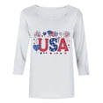 thumbnail image 4 of Levmjia Women T-Shirt Patriotic Butterfly American Flag Print 3/4 Sleeve Crewneck Casual Loose Fit Summer Top for Independence Day, 4 of 5
