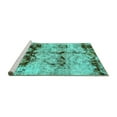 thumbnail image 2 of Ahgly Company Machine Washable Indoor Rectangle Abstract Turquoise Blue Modern Area Rugs, 2' x 4', 2 of 4