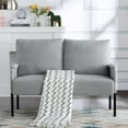 thumbnail image 4 of BSHTI Metal Frame Loveseat Couch,2 Seating,Linen Blend Upholstery,Square Arms with Padding,Well in Apartments or Rooms with Limited Space(Light Gray), 4 of 18