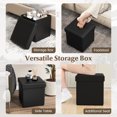thumbnail image 2 of Giantex Storage Ottoman Cube, 15 Inches Folding Leather Ottoman Foot Rest, Coffee Table, Foot Stool, Padded Seat, Black, 2 of 6