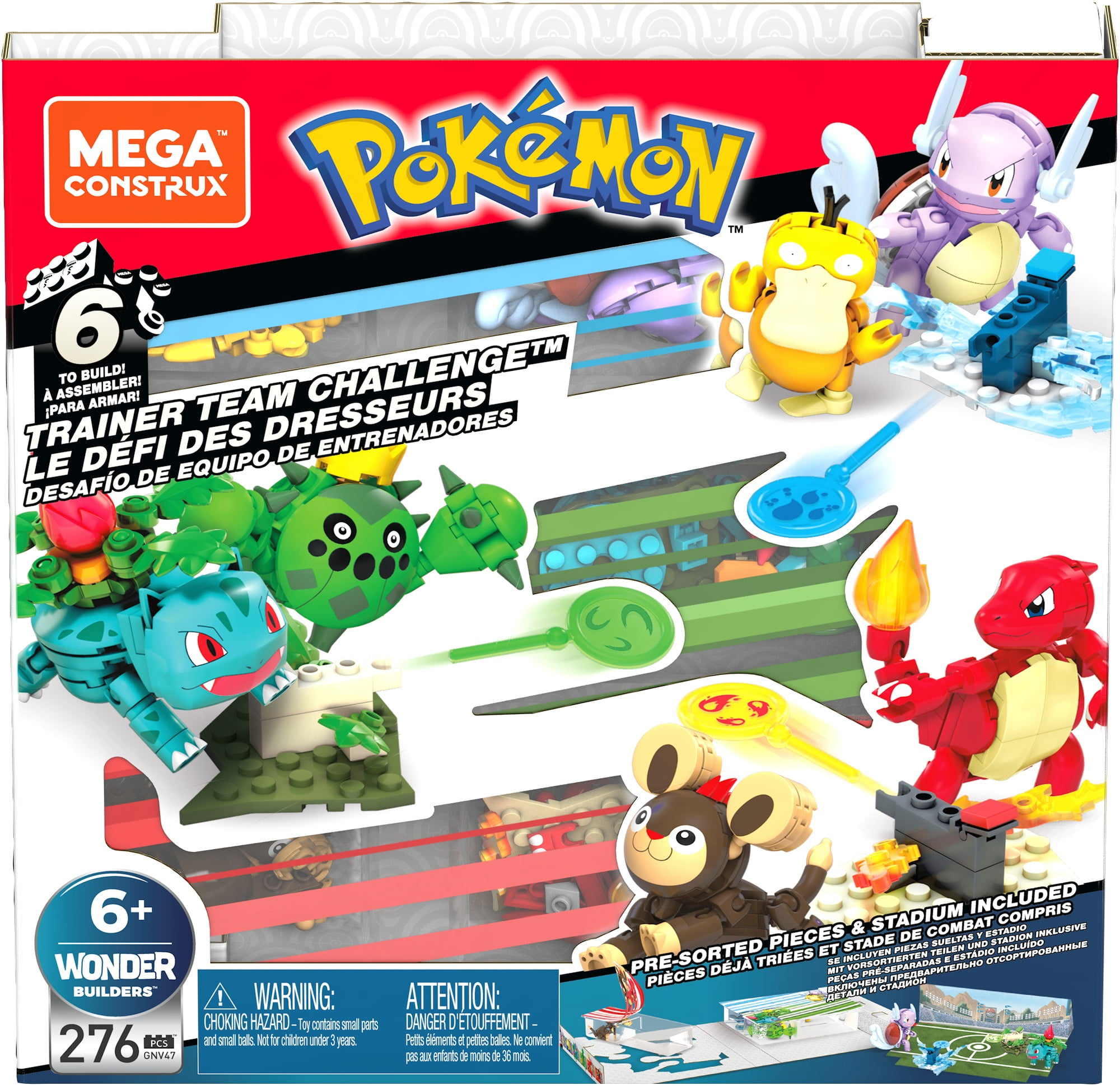 MEGA Pokémon Action Figure Building Toys Set for Kids, Trainer Team  Challenge with 450 Pieces, 6 Poseable Characters and Accessories