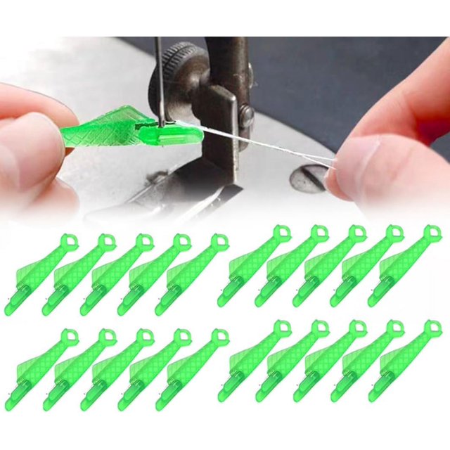 Automatic Sewing Needle Threader, 2025 New Quick Sewing Machine Loop Needle Threaders, Upgrade Fish Mouth Sewing Machine Needle Threader Automatic Sewing Needle Threader Tools (Green*20)