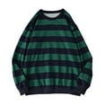 thumbnail image 2 of ICHUANYI Clearance Men's Winter Round Neck Stripe Sweatshirt Pullover Tops Long Sleeved(Army Green, XL) ICHUANYI WER2023081202172, 2 of 3