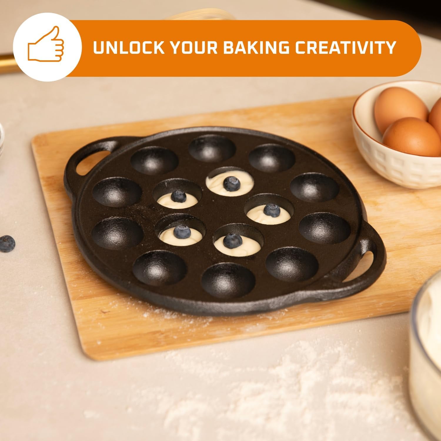 Bruntmor  Pre-Seasoned Cast Iron Cake Pan For Baking Biscuits - 8