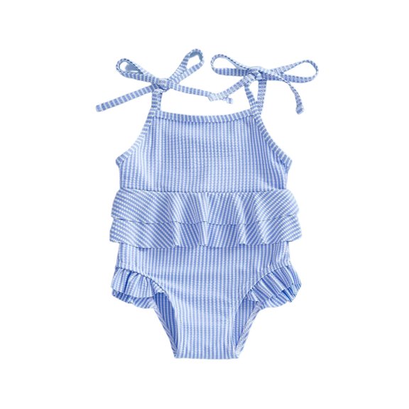 XAOFW Girl's One-Piece Swimsuits Lace Trim Sleeveless Square Collar Suspender Swimwear Summer Beach Pool Soft Breathable Swim Wear