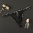 thumbnail image 2 of MITCOWBOY Sexy Mens Underwear Mens Lace Transparent Thong Thin Sexy Underwear Seductive T Pants Mesh Breathable Mens Thongs Underwear Sexy Mens Sexy Lingerie Black XL Clearance！, 2 of 3