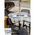 thumbnail image 5 of Outdoor Tablecloth with Umbrella Hole for Patio/Picnic/Party/Camping, Summer Gnomes Nautical Waterproof Table Cloth Square Cover Washable, Blue Floral Starfish Wooden (54"x 54"), 5 of 8