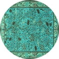 thumbnail image 1 of Ahgly Company Machine Washable Indoor Round Animal Turquoise Blue Traditional Area Rugs, 7' Round, 1 of 4