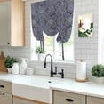 thumbnail image 5 of Navy Blue Geometric Balloon Curtains 63 Inch Length for Living Room/Bedroom, Vintage Abstract Floral Texture Rod Pocket Privacy Door Curtains Decorative Tie Up Shade for Window 52"x63", 5 of 8
