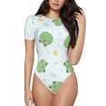 thumbnail image 1 of Saiise Pyjama à Motif Grenouilles Kawaii pour Femmes, Manches Courtes, Col Rond, Justaucorps Extensible avec Fermeture à Pression-Petit, 1 of 7