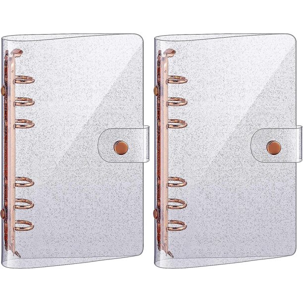 2 Pieces A6 Pvc 6-ring Binder Cover Rose Gold Soft Notebook Cover ...
