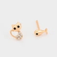 thumbnail image 3 of Aretes Broquel P/ Niña Gatito Pescado Swarovski Oro 18K Lam dorado Unitalla, 3 of 7