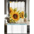 thumbnail image 6 of No Hook Shower Curtain with Snap in Liner Yellow Sunflower Shower Curtain -Fabric Waterproof Inner Liner, Watercolor Flowers Green Leaf Vintage Shower Curtains Washable 60"x72", 6 of 9