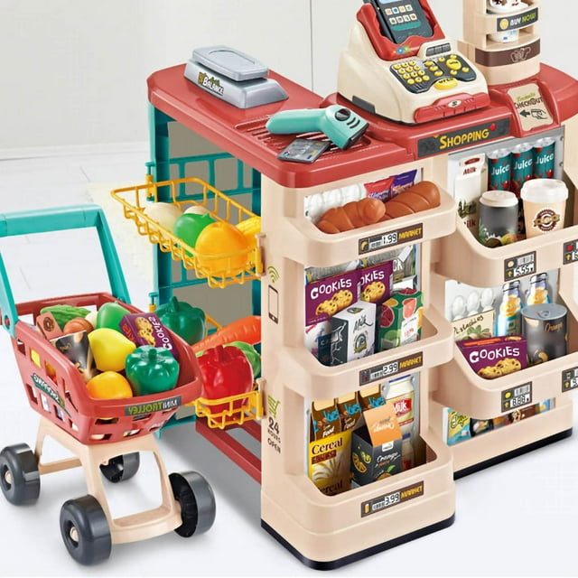 Simulación de juguetes de supermercado, rompecabezas, mostrador de caja educativo, juguetes para jugar a las casitas para niños pequeños