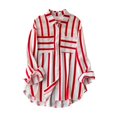 thumbnail image 2 of ZOHIUM Summer Work Tops for Women Women's Mid Length Vertical Stripe Casual Loose Long Sleeve Shirt Top Summer Tops Summer Blouse Work Tops for Women (Red,XL), 2 of 4