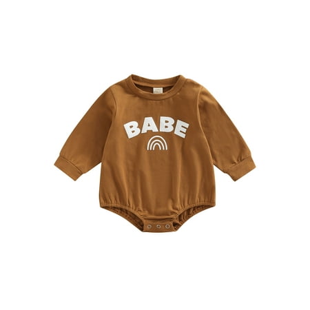 

Calsunbaby Infant Baby Boy Girl Casual Long Sleeve Romper Fashion Letter Rainbow Printed Round Neck Triangle Jumpsuits