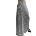thumbnail image 4 of Elegant Sparkling Sequins Stretchy Long Skirt for Women Elastic High Waist A Line Skirt for Formal Parties and Night Out, 4 of 9