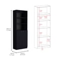 thumbnail image 3 of Xukmct 42" Wide 8 Shelves Bookcase with Double Door Cabinet, Wood Bookshelf for Living Room, Office, Black, 3 of 6