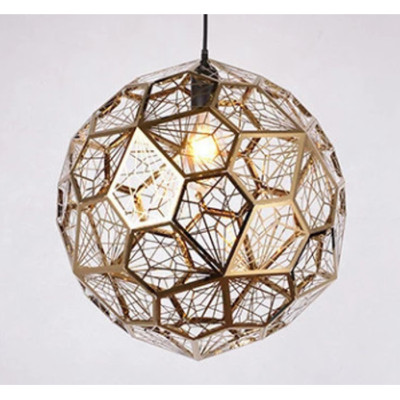 

Toyella Modern Minimalist Stainless Steel Polyhedron Diamond Ball Chandelier Bar Counter Restaurant Bar Creative Geometric Metal Mesh Light Golden 25cm