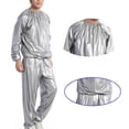 thumbnail image 4 of Frnrwgo Men Sweat 2 Piece Fitness Suit Long Sleeve Long Pants Solid Color Slim Fit Sauna Workout Set, 4 of 5